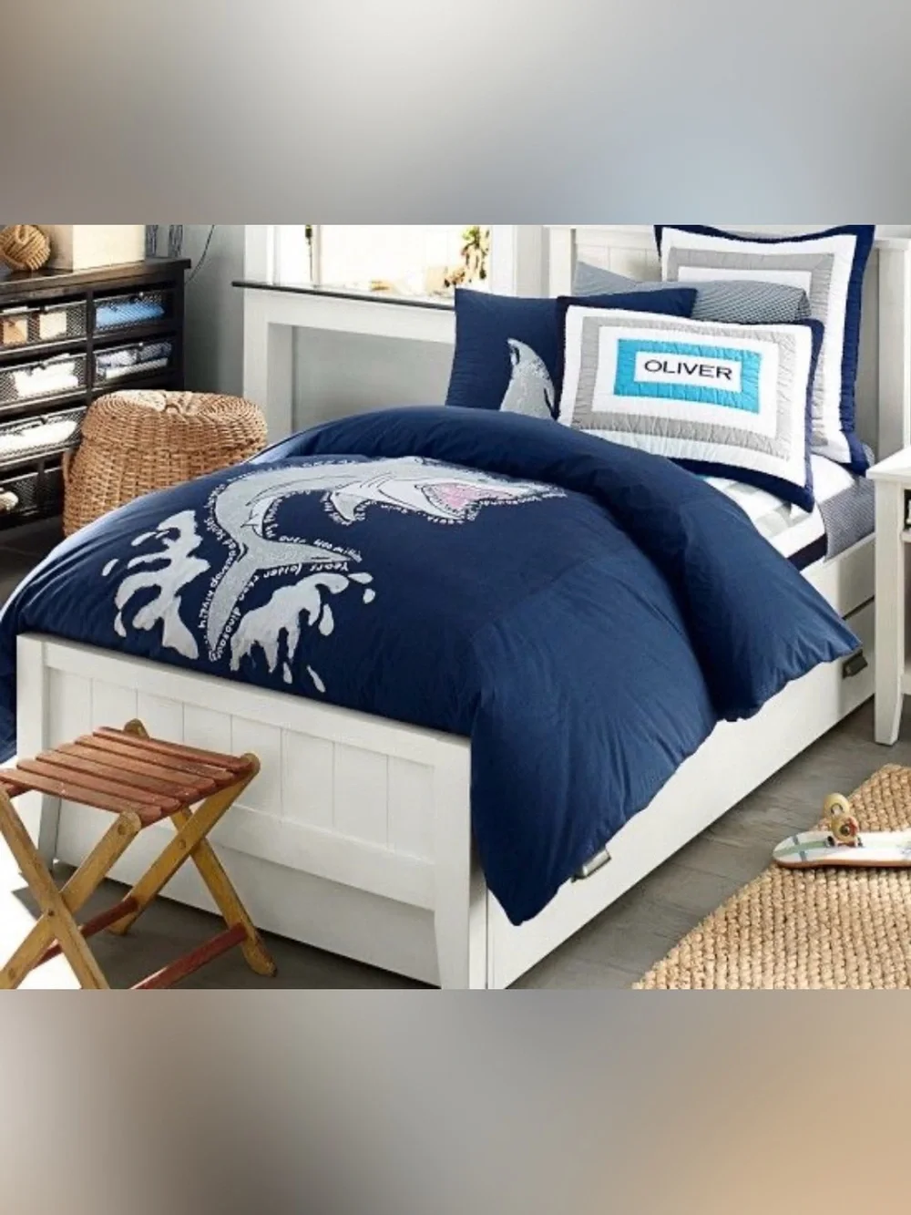 5 PC Pottery Barn kids Shark Duvet Set